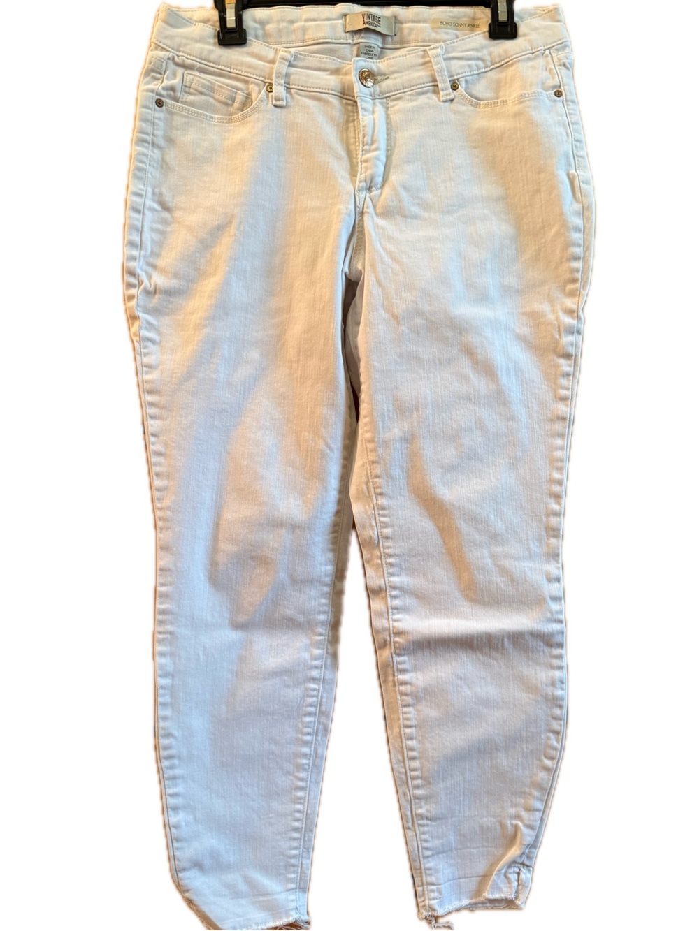 Vintage America Blues White boho skinny ankle jeans sz. 8